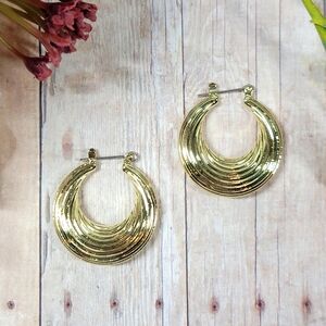 LUV AJ The Wave Gold Plate Hoop Earrings 1" Minimalist Luxury